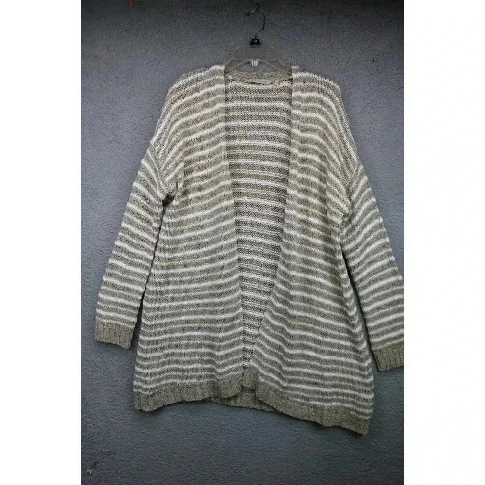 Soft Surroundings Open Front Woven Lucie Cardigan Long Sweater-Size Large
